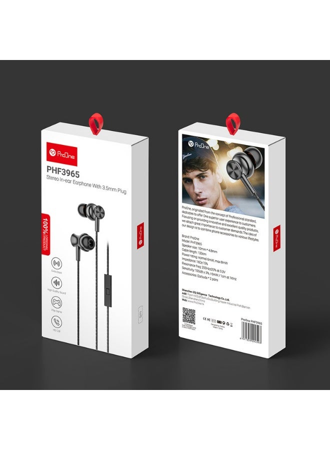 ProOne PHF3965 Handsfree - Black - Hands-Free Wired-In Earphones with Mic and Volume Control, Noise Isolation for Crystal-Clear Audio and Effortless Connectivity - Half In-ear Headset 3.5mm Jack - Image 2